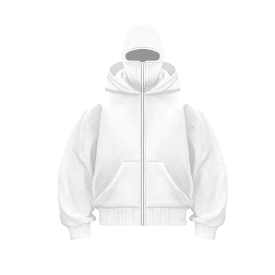 Barrack Hooded Face Mask Zipper Sweatshirt