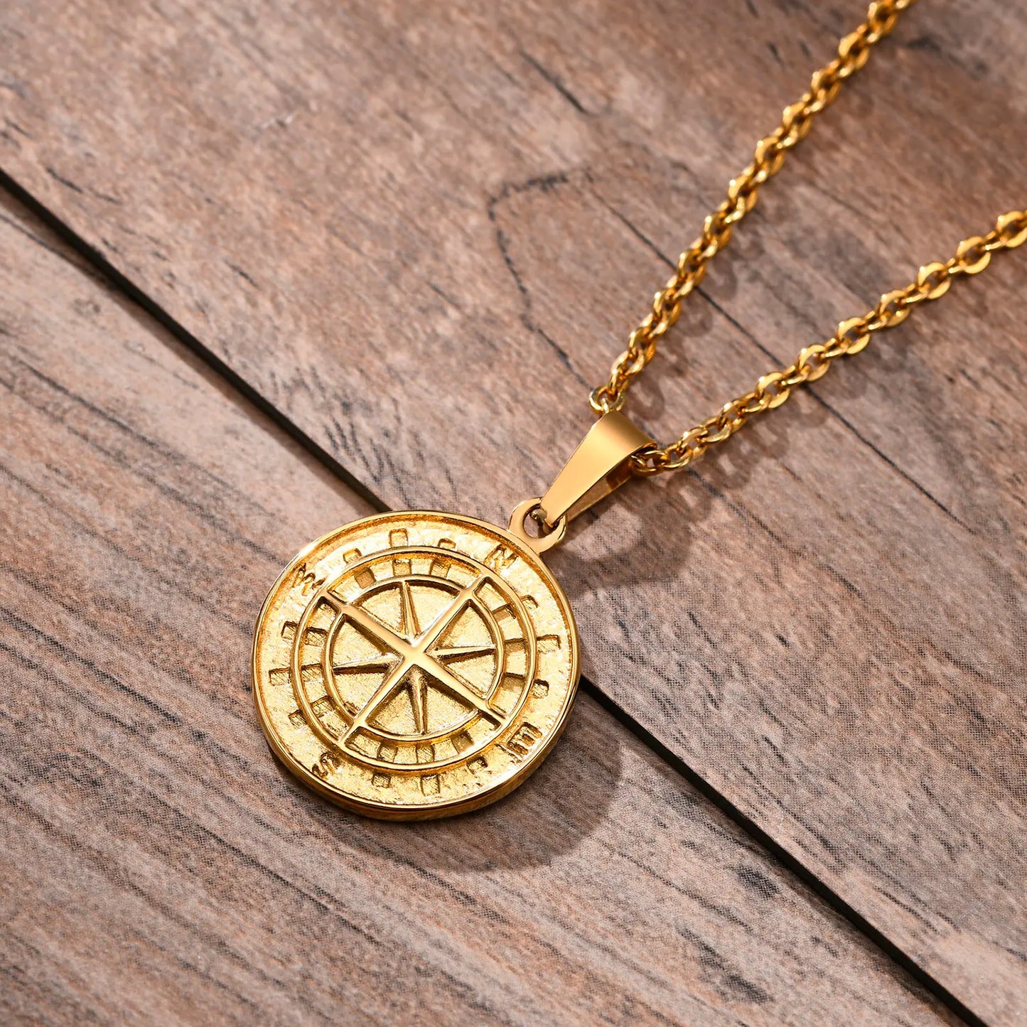 Men's Compass Layered Chain Necklaces