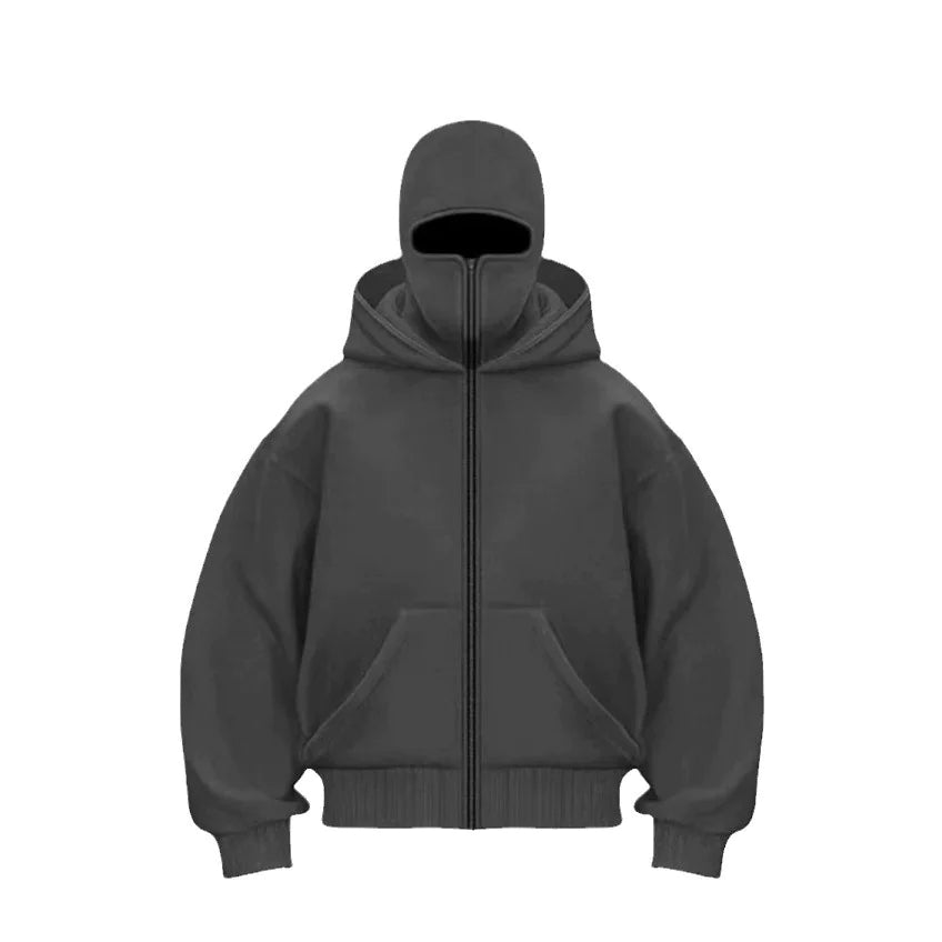 Barrack Hooded Face Mask Zipper Sweatshirt