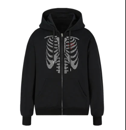 Skeleton Zip Up Punk Hoodie Sweatshirts