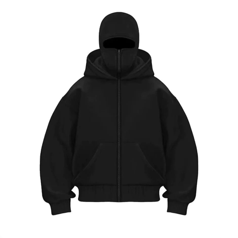 Barrack Hooded Face Mask Zipper Sweatshirt