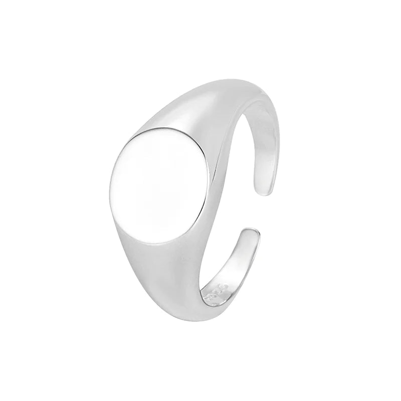 Silver Signet Ring - Resizable Square Band for Men & Women